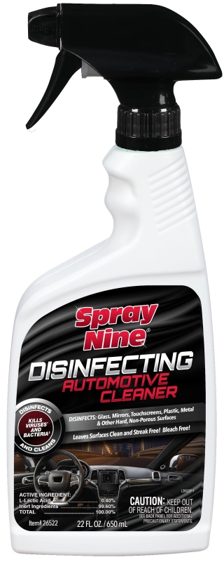 26522 Disinfectant Automotive Cleaner, 22 oz Bottle, Liquid, Mild